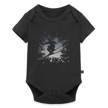Skiing Splash Spruch Ski - Baby Premium Kurzarmbody - Schwarz - Vorne