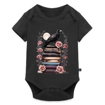 Pile de livres avec corbeau - Body à manches courtes Premium Bébé - noir - Devant