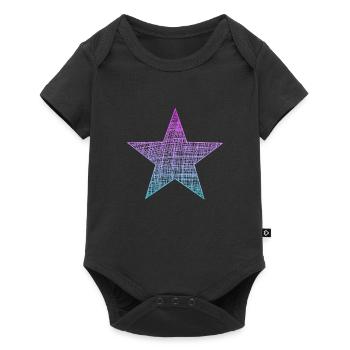 Stern pink blau, star pink blue - Baby Premium Kurzarmbody - Schwarz - Vorne