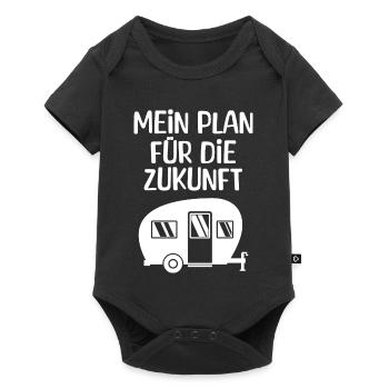 Wanderlust Camping Chillen Wohnwagen Statement - Baby Premium Kurzarmbody - Schwarz - Vorne