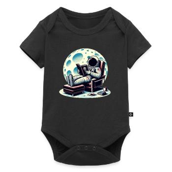 Astronaute lisant un livre dans l’espace - Body à manches courtes Premium Bébé - noir - Devant
