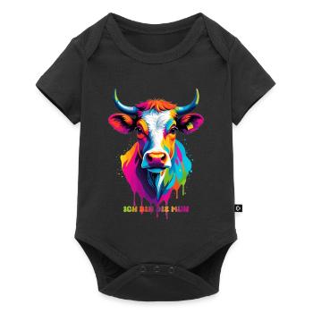 Vache colorée mignonne - Body à manches courtes Premium Bébé - noir - Devant
