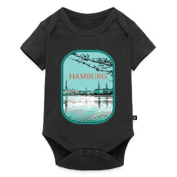 Illustration Flyacross Hamburg - Baby Premium short-sleeve bodysuit - black - Front