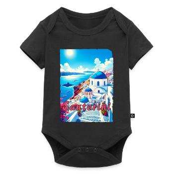 Grèce, souvenirs, vacances, Santorin - Body à manches courtes Premium Bébé - noir - Devant