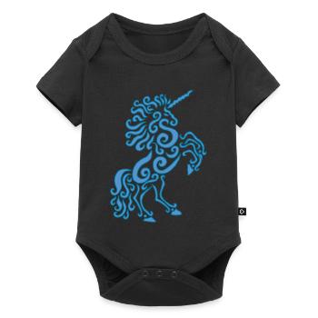 Cheval licorne bleu - Body à manches courtes Premium Bébé - noir - Devant
