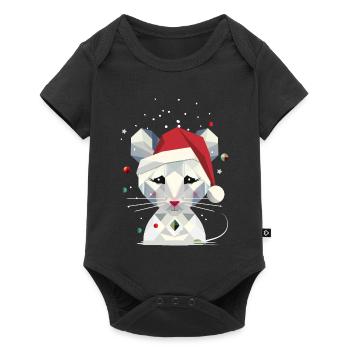 Souris des neiges dans le design géométrique de Noël - Body à manches courtes Premium Bébé - noir - Devant