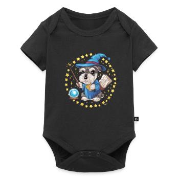 Schnauzer miniature magique en tenue de sorcier - Body à manches courtes Premium Bébé - noir - Devant