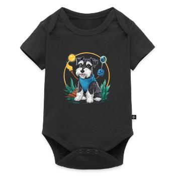 Schnauzer miniature magique en tenue de sorcier - Body à manches courtes Premium Bébé - noir - Devant
