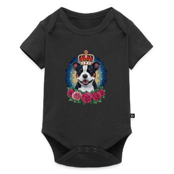 Staffordshire Bull Terrier avec couronne et roses - Body à manches courtes Premium Bébé - noir - Devant