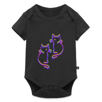 Regenbogen Katzen LGBT - Baby Premium Kurzarmbody - Schwarz - Vorne