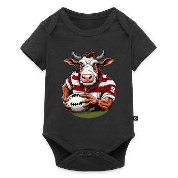 Rugby Player Cow - Baby Premium short-sleeve bodysuit - black - Front