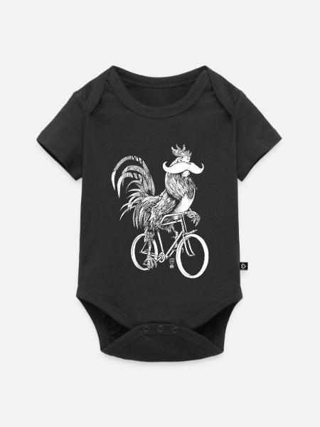 Rooster & Bicycles - weiße Version - Baby Premium Kurzarmbody - Schwarz