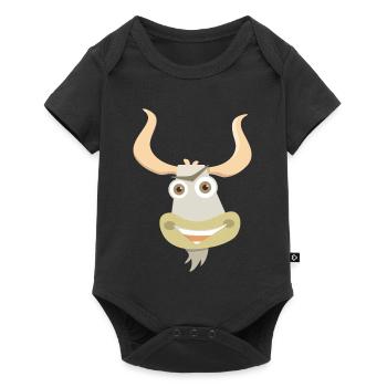 Fröhliche Illustration eines Yakkopfes - Baby Premium Kurzarmbody - Schwarz - Vorne