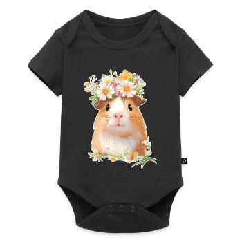 Guinea pig with flowers - Baby Premium short-sleeve bodysuit - black - Front