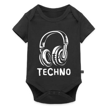 Casque techno - Fans de musique Electro et Beats - Body à manches courtes Premium Bébé - noir - Devant