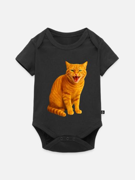 Fauchende orange getigerte Katze - Baby Premium Kurzarmbody - Schwarz