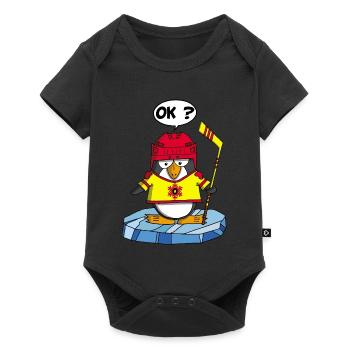 Pingouin et sport d'hiver - Body à manches courtes Premium Bébé - noir - Devant