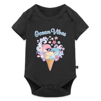 Cream & Dolphins Design 🍦🐬🐬 - Baby Premium short-sleeve bodysuit - black - Front