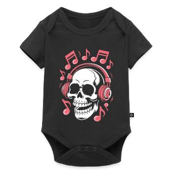 Skull with Headphones Music Art - Baby Premium short-sleeve bodysuit - black - Front