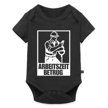 Arbeitszeitbetrug Shirt – Bauarbeiter am Handy - Baby Premium Kurzarmbody - Schwarz - Vorne