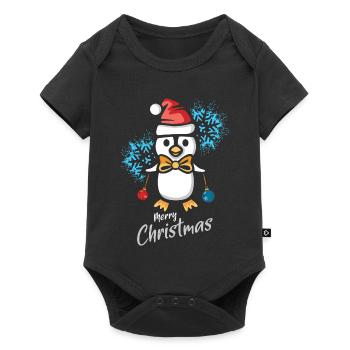 Pingouin de Noël avec flocons de neige - Body à manches courtes Premium Bébé - noir - Devant