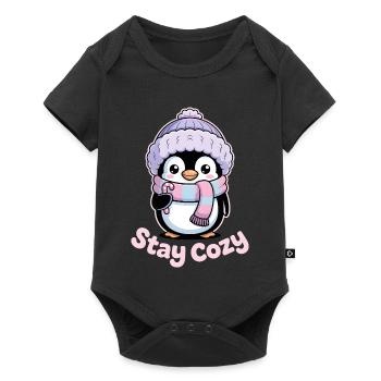 Penguin Stay Cozy - Cute Winter Motif - Baby Premium short-sleeve bodysuit - black - Front