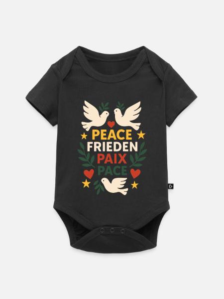 Weltfrieden Tauben - Baby Premium Kurzarmbody - Schwarz