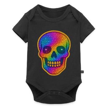 Rainbow Glitter Skull - Baby Premium short-sleeve bodysuit - black - Front