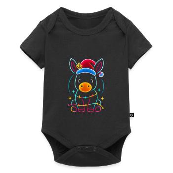 Donkey Elf Christmas Funny Gift - Baby Premium short-sleeve bodysuit - black - Front