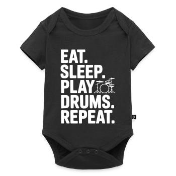Manger. Dormir. Jouer de la batterie. Répéter. - Body à manches courtes Premium Bébé - noir - Devant
