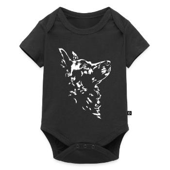 Mudi Silhouette Hunde Hund Wilsigns - Baby Premium Kurzarmbody - Schwarz - Vorne