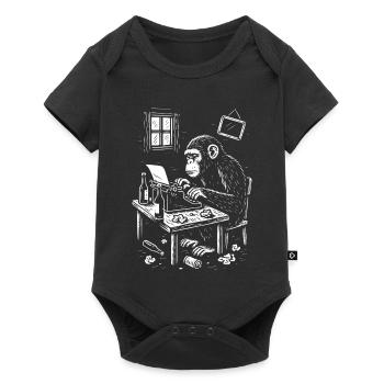 Chimp at the Desk writing a book - Baby Premium short-sleeve bodysuit - black - Front