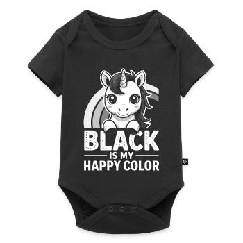 Licorne Noire Joyeuse Couleur - Body à manches courtes Premium Bébé - noir - Devant