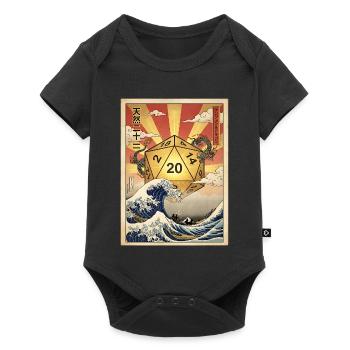 Natural 20 D20 Dragon Wave Japan Fantasy - Body à manches courtes Premium Bébé - noir - Devant