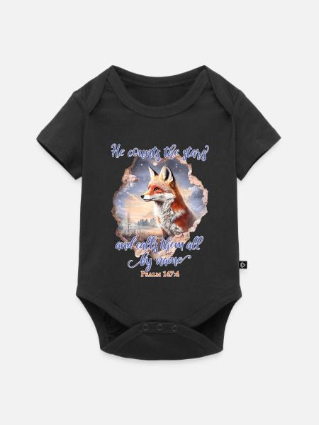 Fuchs Bibelvers Christlich - Baby Premium Kurzarmbody - Schwarz