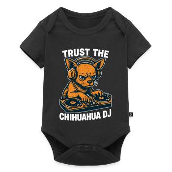 Cadeau des casques pour platines rétro du DJ Chihuahua - Body à manches courtes Premium Bébé - noir - Devant