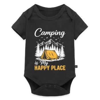 Camping is my happy place - Baby Premium short-sleeve bodysuit - black - Front