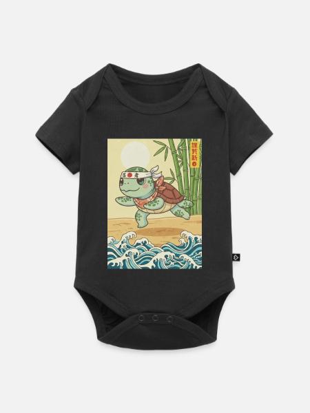 Kawaii Kampfkunst Schildkröte - Baby Premium Kurzarmbody - Schwarz