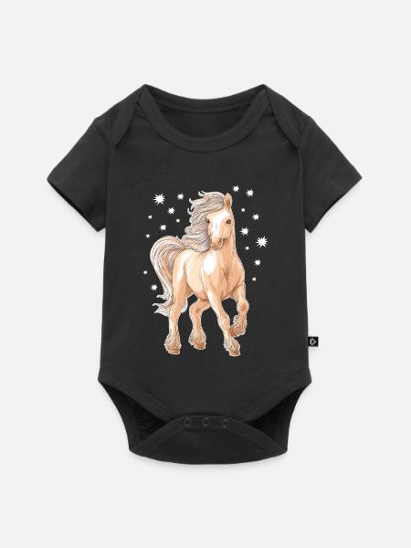 Pferd Pony - Baby Premium Kurzarmbody - Schwarz