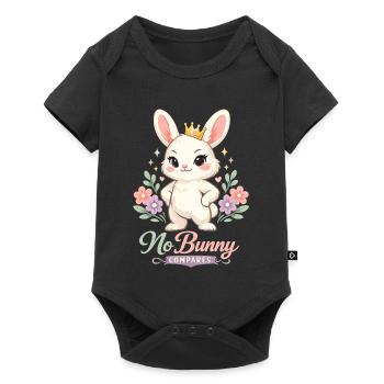 Cute Easter bunny with colorful egg and lettering - Baby Premium short-sleeve bodysuit - black - Front