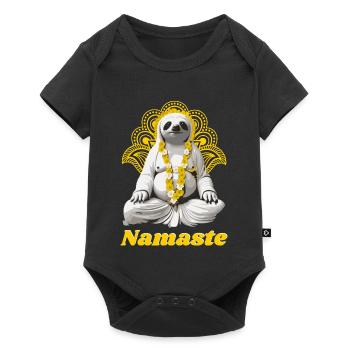 yoga panda namaste meditation om yogi buddha LOL - Baby Premium short-sleeve bodysuit - black - Front