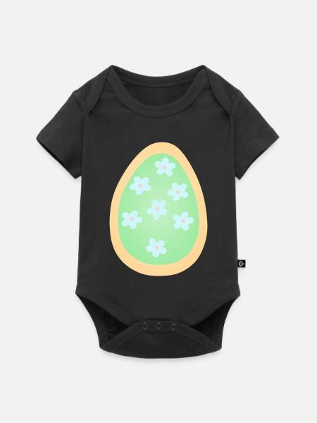 Pastell-Blüten-Ei-Muster - Baby Premium Kurzarmbody - Schwarz