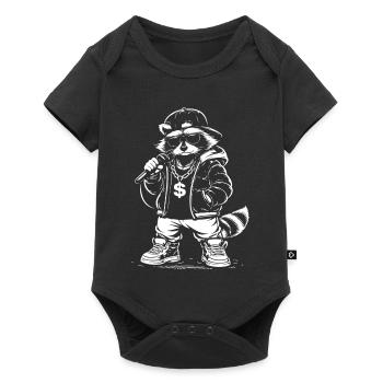 Rapping Raccoon with Bling - Baby Premium short-sleeve bodysuit - black - Front