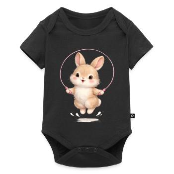 Cute bunny jumping rope - Baby Premium short-sleeve bodysuit - black - Front