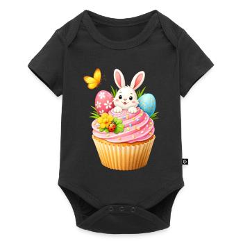 Mignon cupcake de lapins de Pâques avec des œufs de Pâques colorés - Body à manches courtes Premium Bébé - noir - Devant