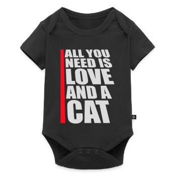 All You Need Is Love And A Cat Lustig Katze Spruch - Baby Premium Kurzarmbody - Schwarz - Vorne