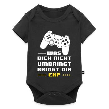 Gaming Motto EXP: Was dich nicht umbringt - Baby Premium Kurzarmbody - Schwarz - Vorne