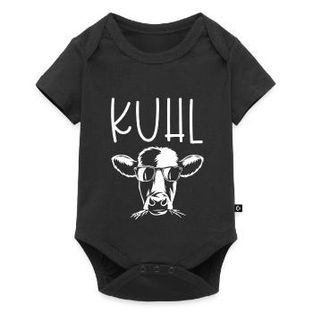 Kuhl Kuh Bauer Landwirtschaft - Baby Premium Kurzarmbody - Schwarz - Vorne
