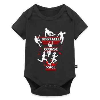 Hindernisparcours – Linien-Hindernisdesign - Baby Premium Kurzarmbody - Schwarz - Vorne