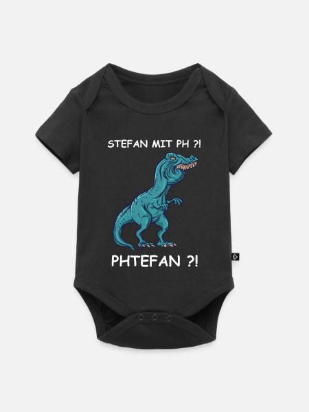 Blauer Dino mit Kick | Stefan - Baby Premium Kurzarmbody - Schwarz